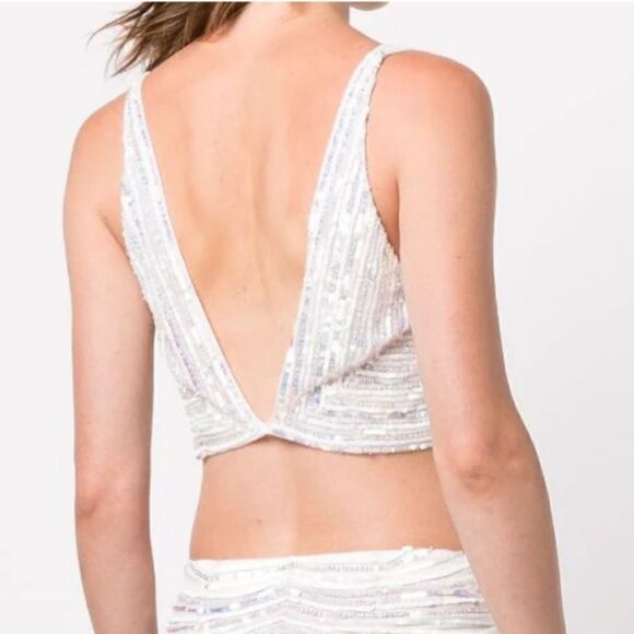 NWT Retrofete Magda Sequins Top Small White Revolve - Picture 4 of 12